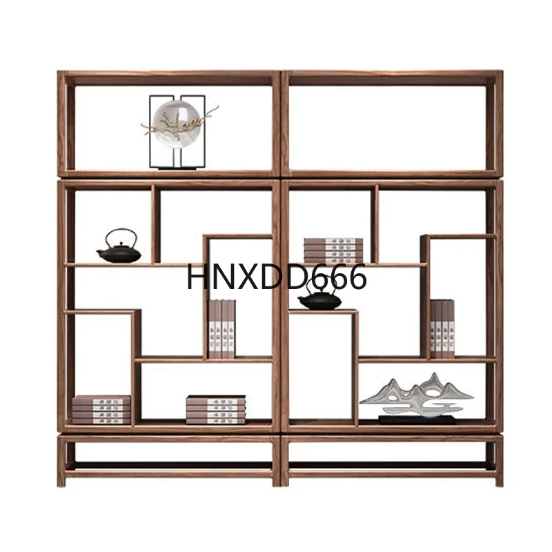 New Chinese solid wood bogu frame living room partition rack