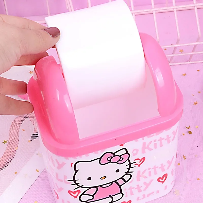 Sanrio Hello Kitty Desktop Bin Trash Can Tube with Case Cartoon Home Office Mini Trash Dustbin Bedroom Trash Kitchen Storage Box