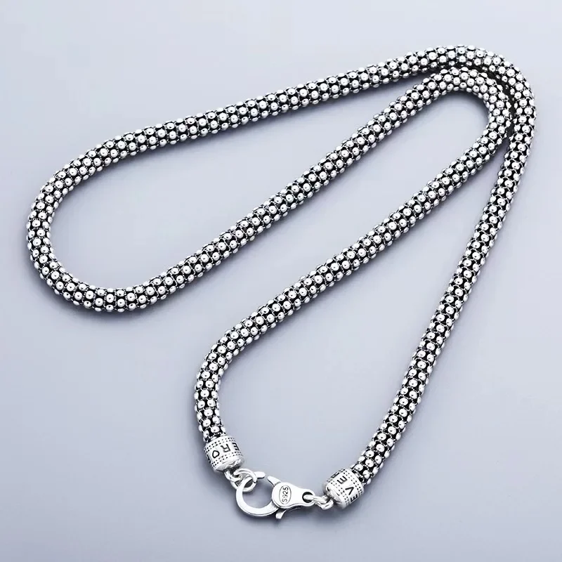 S925 Sterling Silver Ltalian Popcorn Chain Men's Tough Guy Texture Hong Kong Style Hip-Hop Personality Domineering Fashion