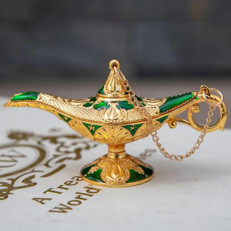 New Aladdin Magic Lamp Zinc Alloy Drip Color Retro Creative Home Crafts Metal Ornaments Home Figurines Decor Birthday Gifts