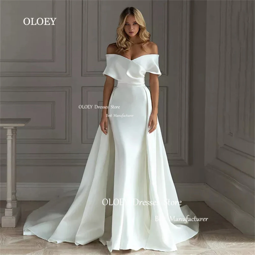 OLOEY Vintage Mermaid Wedding Dresses Photoshoot Satin Sweetheart Off The Shoulder Floor-Length Custom Bridal Gowns