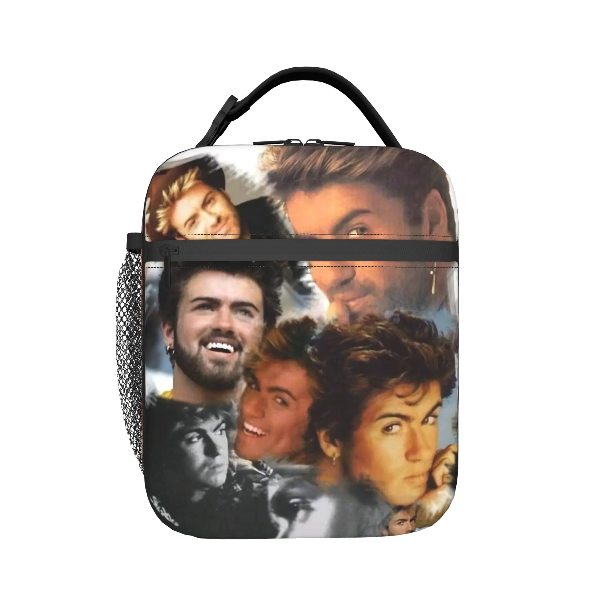 George Michael British Singer Lunch Bag Portable Lunch Box Women Travel Graphic Cooler Bag Fun Waterproof Thermal Lunch Bags