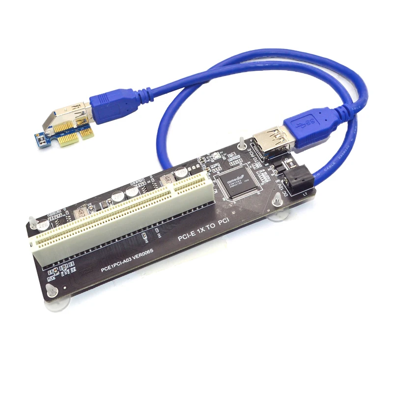 PCI E/NVME/Mini PCIE to PCI Riser Card Dual PCI محول عالي الكفاءة مع كابل USB 3.0 لرقاقة حاسوب شخصي مكتبي ASM1083