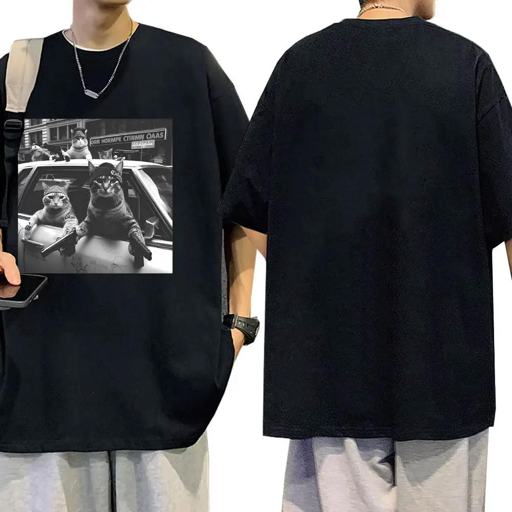 

Cat Gang Lovers Funny Meme T-shirt Summer Men Women Casual Cotton Vintage Short Sleeve T Shirt Men's Fashion Oversized T-shirts