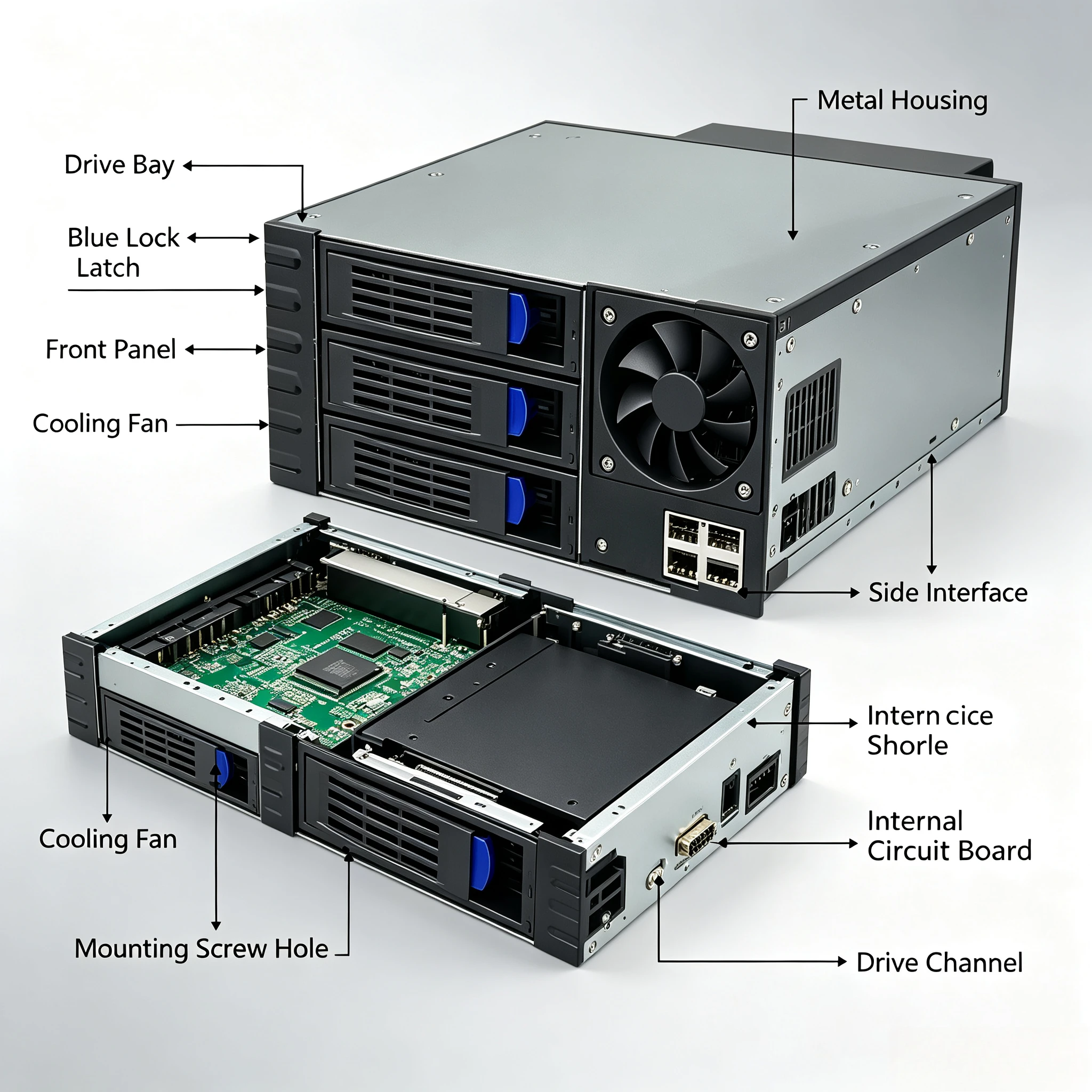 3-Bay 3.5 Inch SAS SATA Hot Swap Hard Disk Cage, 2 Optical Drive Space Hard Drive Expansion Module Internal Storage Rack