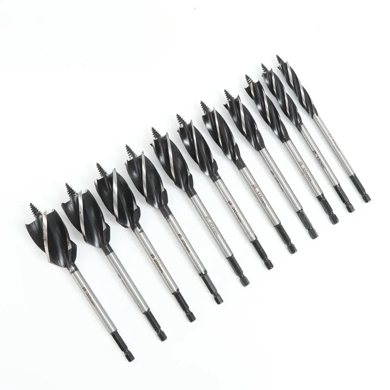 BIESUO 10-35mm 1/4'' Hex Shank Twist Drill Bit  Wood Fast Cut Auger Carpenter Joiner Tool Drill Bit for Wood Cut Suit