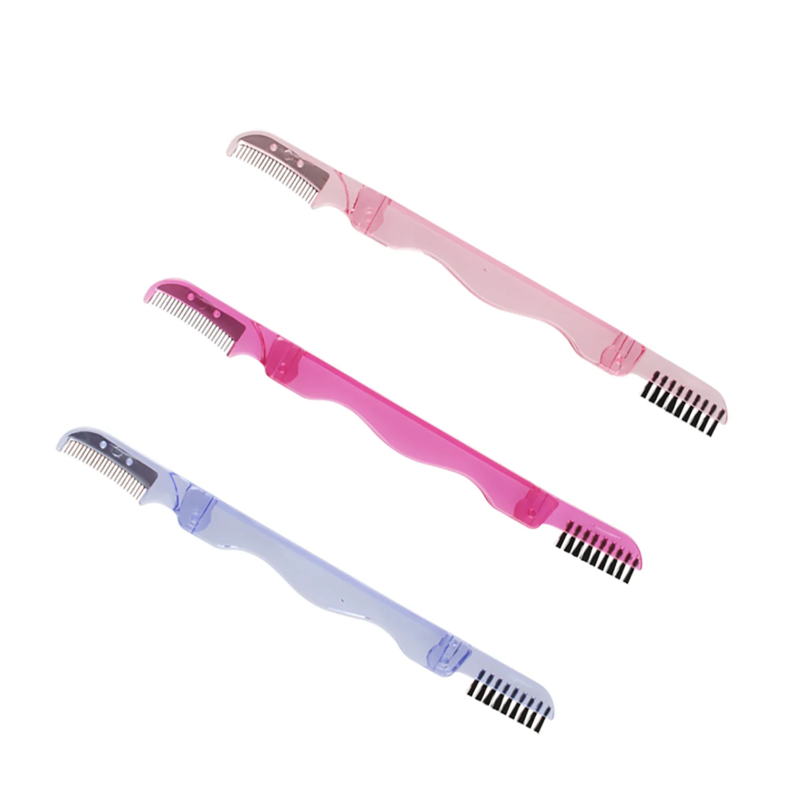 Stainless Steel Slice Comb Eyelash Brush Eyebrow Comb Brushes Cosmetic Makeup Brush Nylon Make Up Set Double Head