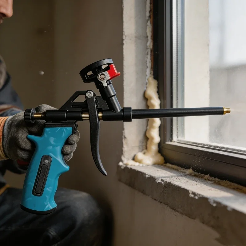 Polyurethane Expanding Foam Gun Kit, Manual Foam Applicator with Foam Agent & Free Cleaning Tools
