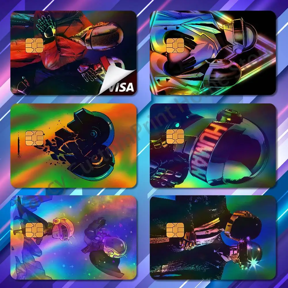 

D-Daft P-Punk Band Credit Bank Sticker ID Access Card Cover Skin Rainbow Color Laser Stickers Film