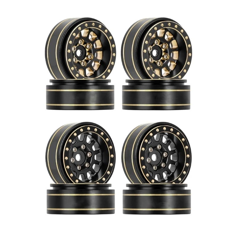 for 1/18 TRX4M 1/24 SCX24 Brass Beadlock Rims Beadlock Wheel Upgrade Accessories 12-Spoke Wheels Dropship