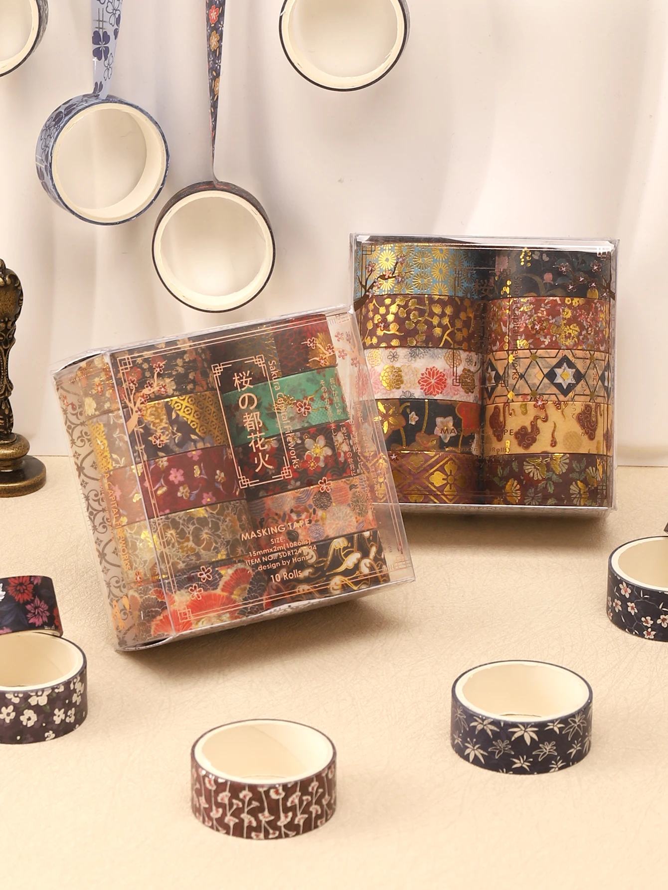 10rolls/box, Bronzing Flowers washi tape set, Cute Hand Account, Scrapbooking, and Journaling Decor, Masking tape（0.59*78.74in）