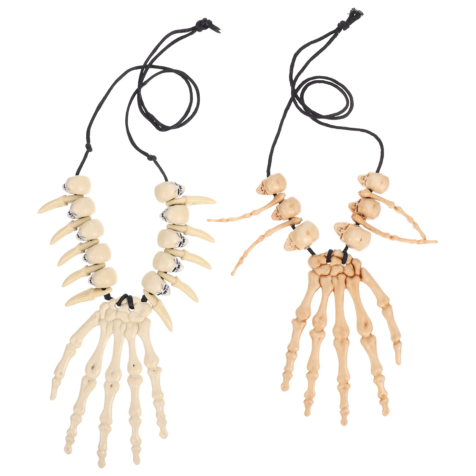 

2Pcs Hand Bone Necklace Premium Resin Halloween Jewelry Clavicle Chain for Role Play Party Costume Accessory