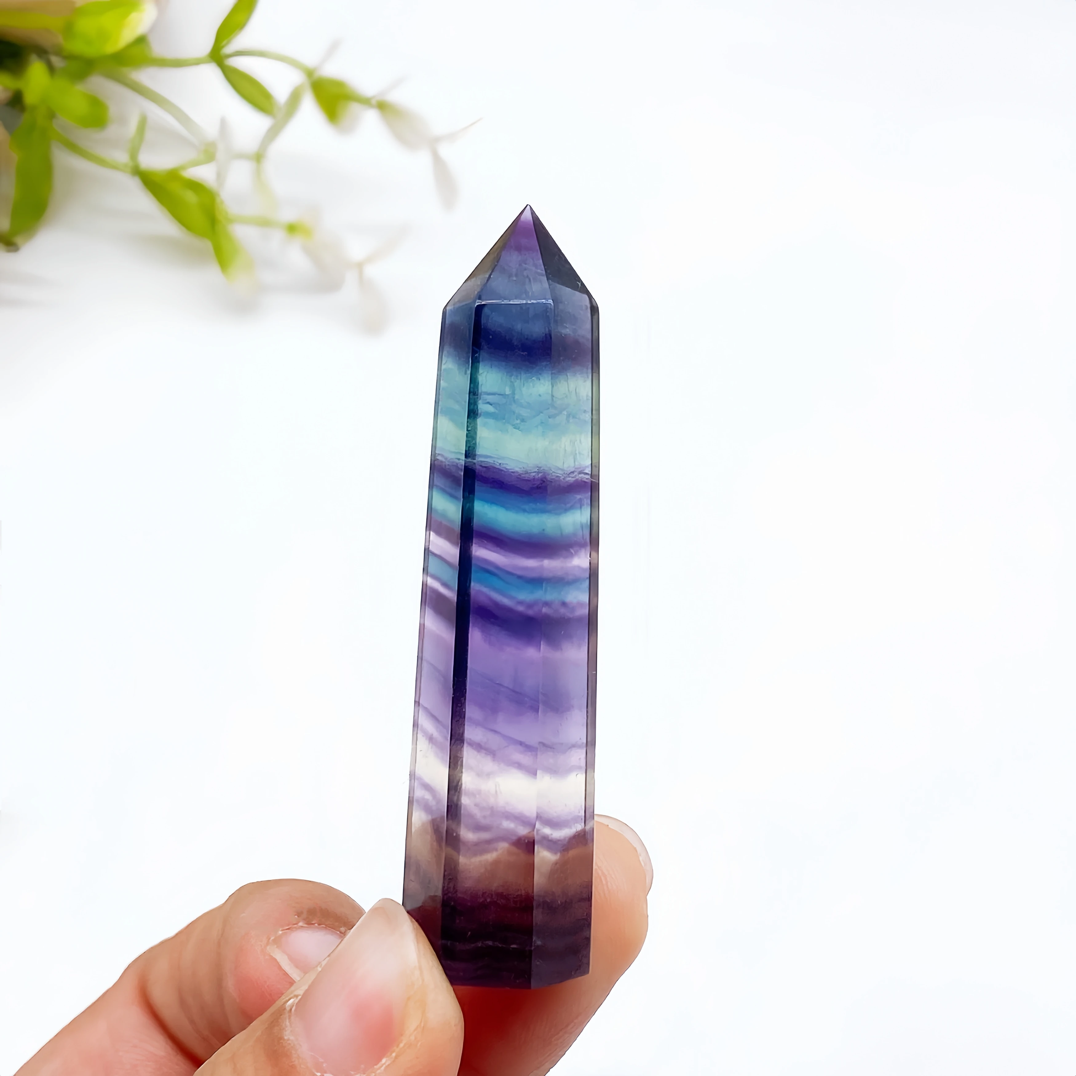 Natural Colorful Fluorite Tower Crystal Stone Quartz Point Mineral Witchcraft Healing Hexagonal Wand Home Decor Aquarium Gift