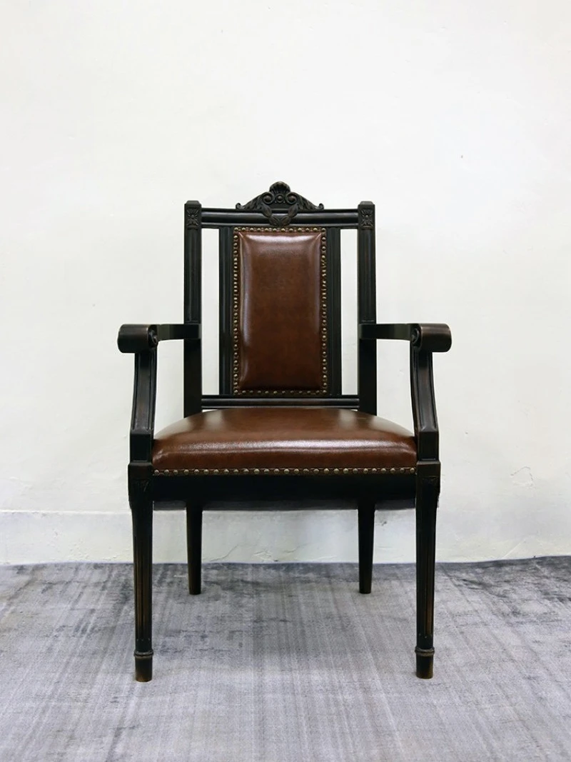 

Study old Shanghai retro Adam style office negotiation chair European and American nostalgic balcony solid wood chair