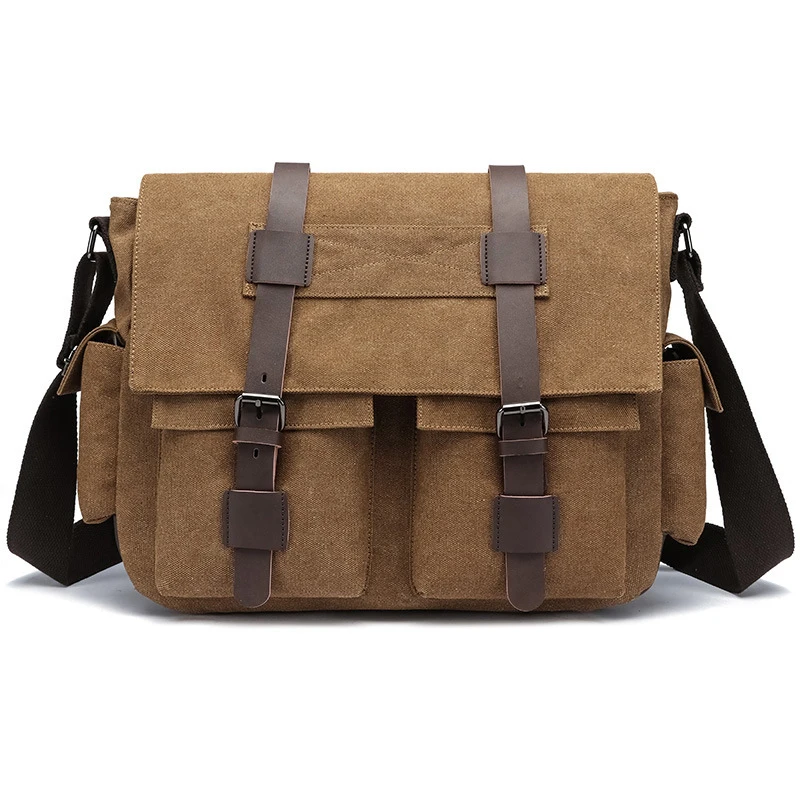 Retro canvas casual hip-hop trend computer single-shoulder men's crossbody multi-functional messenger bag motorcycle bag