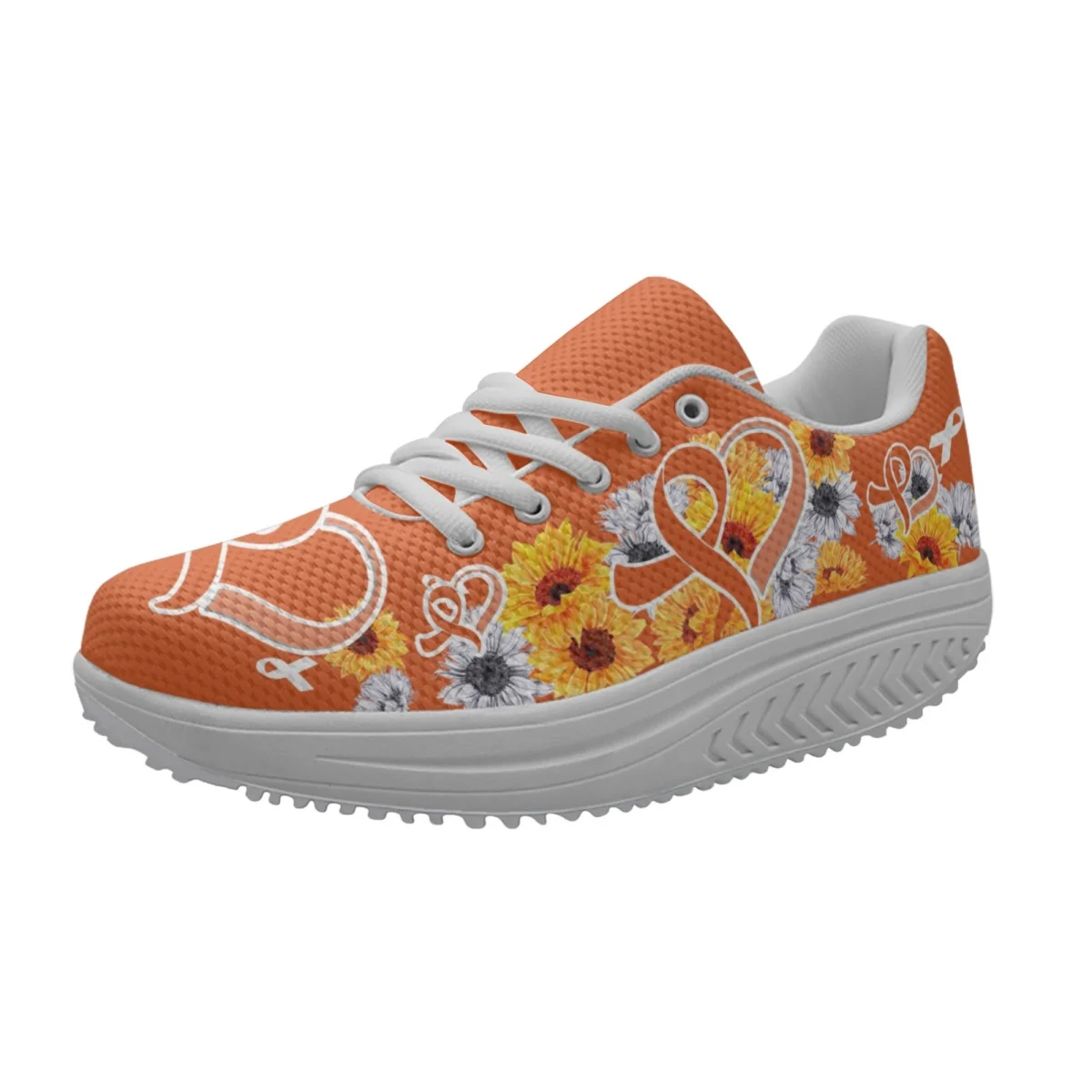 Women's Breast Cancer Sunflower Flowers Spring Autumn Sneakers Dirt Resistant Non-slip Soft Casual Shoes Zapatos Para Mujeres