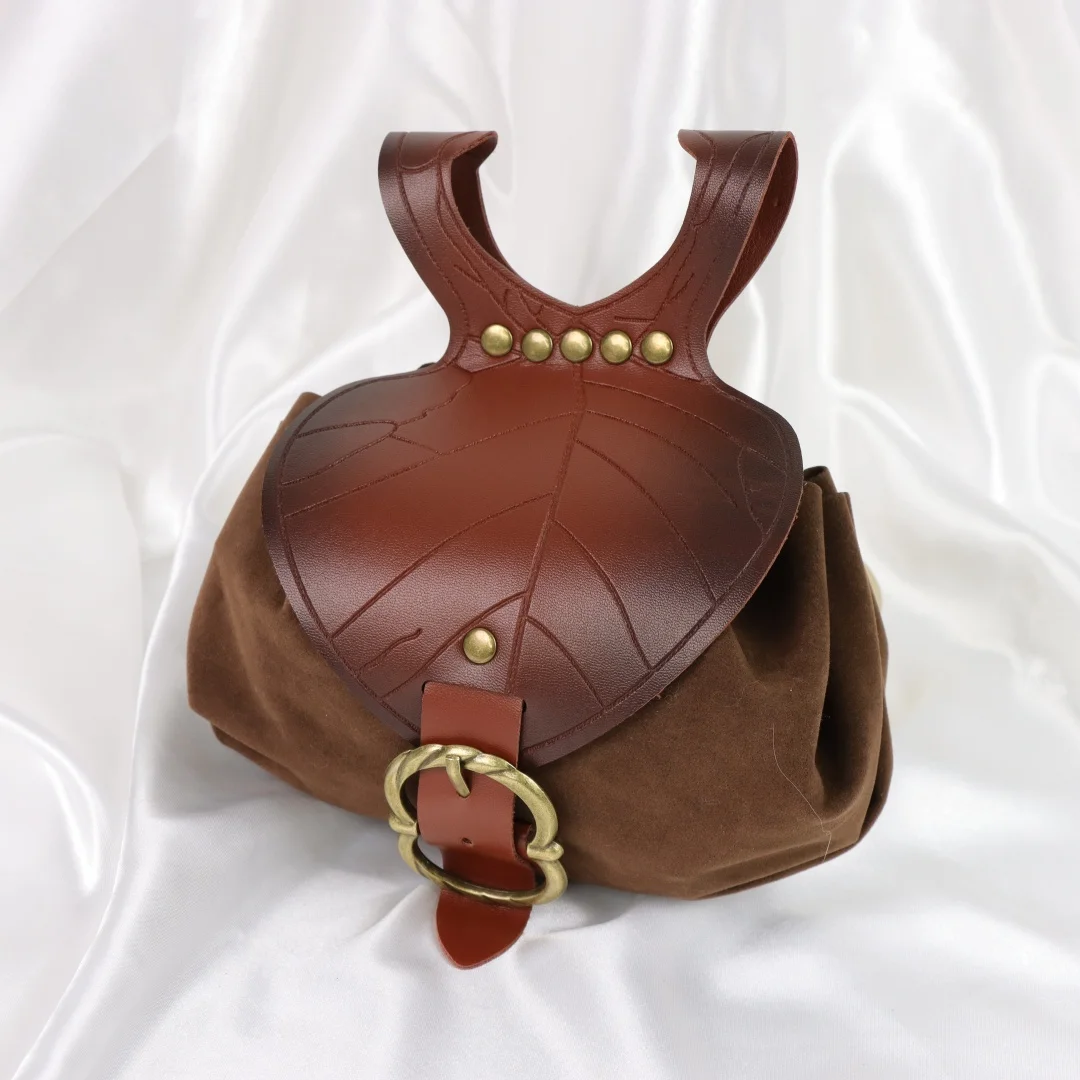 Halloween Medieval Leaf Shape Waist Pouch Vintage Leather Belt Bag LARP Elf Cosplay Party Dress-up Costume Accessory - view 4