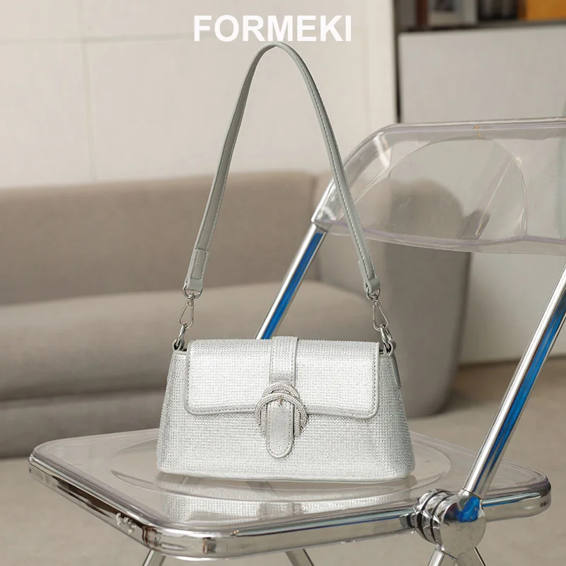 

Formeki Shoulder Bag For Women Ins Fashion Rhinestone Concise Ladies Female Bag Luxury Design Bag