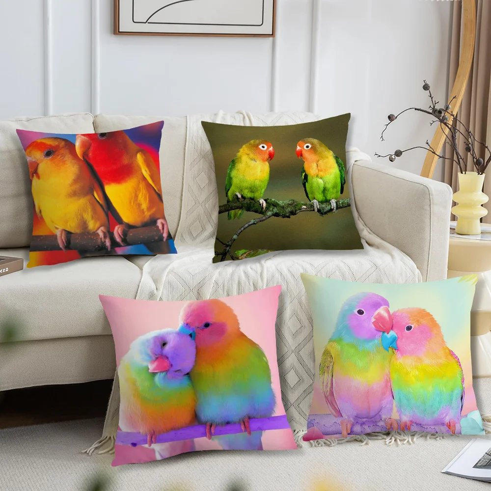 Lovebirds Pillow Case Square Cushion Room Bedroom Headboard Sofa Living Backrest Car Accessories Nap Time