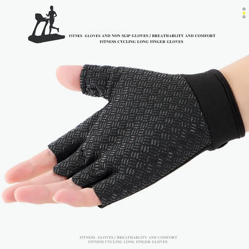 Gym Fitness Gloves Anti Slip Ice Silk Spring Breathable Weight Lifting Body Building Training Dumbbells Bicycle Half Finger