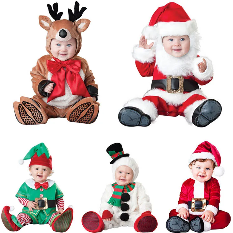 Halloween Santa Party Dress Costume Baby  Baby Romper Christmas Snowman Bodysuit Performance Cosplay costume Boy baby Bodysuit