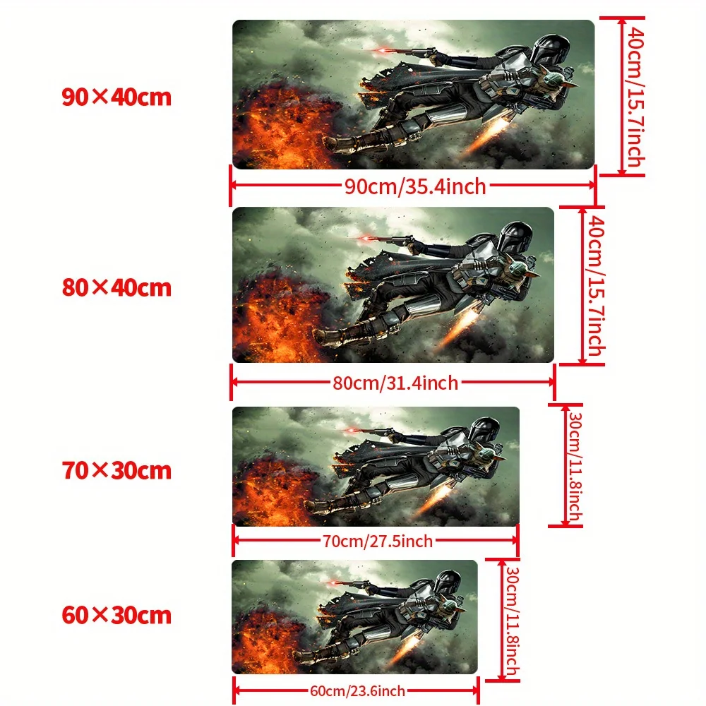 STAR WARS Mandalorian Oversized Mouse Pad - Durable, Anti-Slip Desk Mat with Intricate Armor Design, Perfect for Gamers & Studen