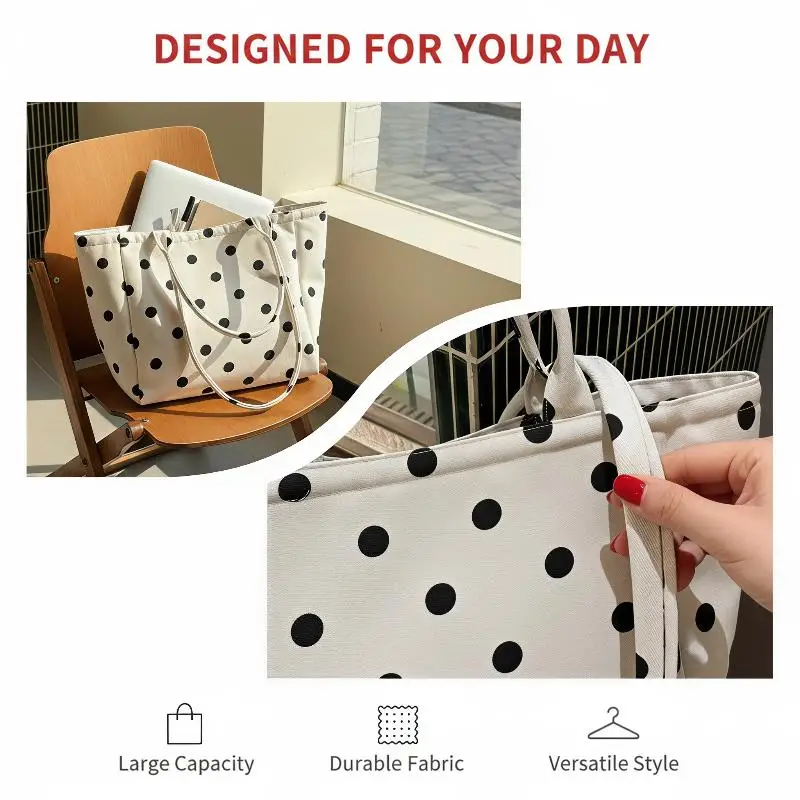 Neue Umhängetasche, große Kapazität, Einkaufstasche aus Canvas, schlichtes Design, Reisetasche für Damen und Mädchen. – Detail 3