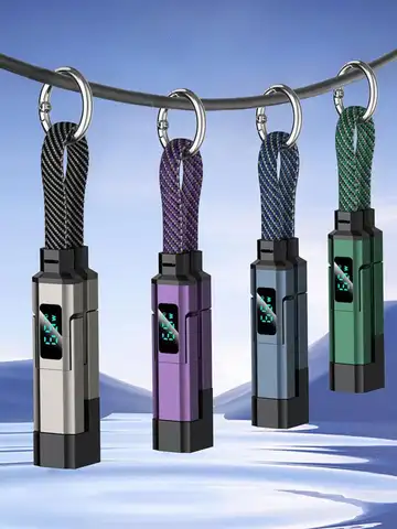 1/2PCS 4 in 1 65W Keychain Charging Cable USB C with V/A/W Display Type C for Apple Portable Cord for IPhone/iPad/Samsung/Laptop