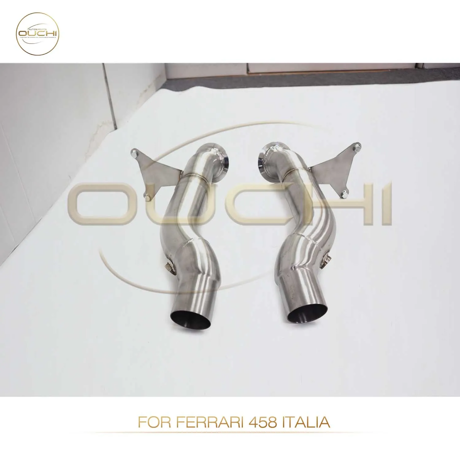 Ouchi vendas diretas da fábrica downpipe de aço inoxidável para ferrari 458 italia atualização do sistema de escape de alto desempenho