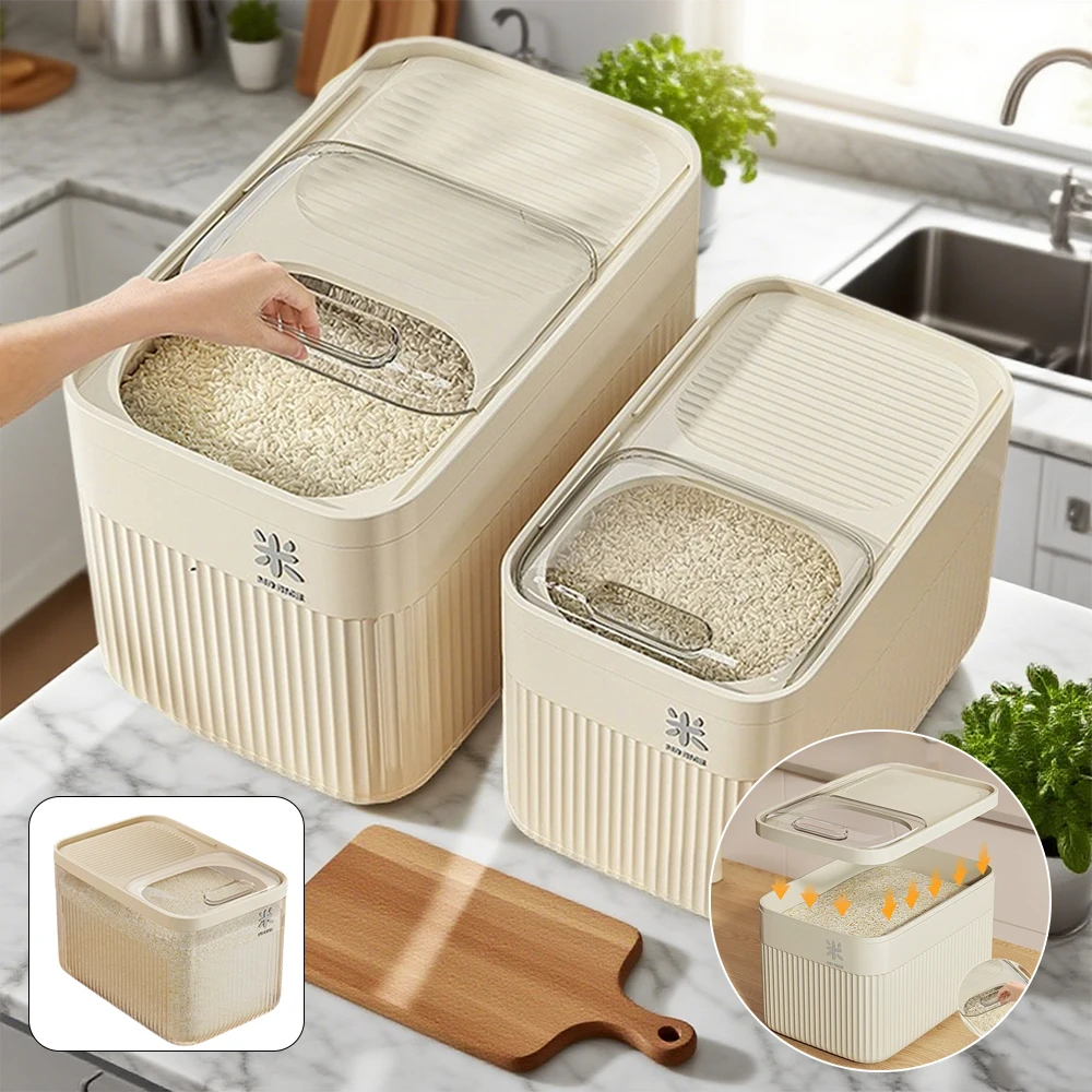 

1PC Rice Storage Box 5/10KG Bucket Moisture Proof Pet Food Container Sealed Cereal Dispenser with Lid Insect Proof Cozinha 정리함