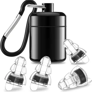 High Fidelity Concert Earplugs For Concerts Musicians,Earplugs For Noise Reduction,24Db Advanced Filter 2 Pairs(Black) Durable