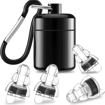 אוזניות קונצרט איכותיות למוזיקאים, אוזניות להפחתת רעש, מסנן מתקדם 24Db 2 זוגות (שחור) עמידות