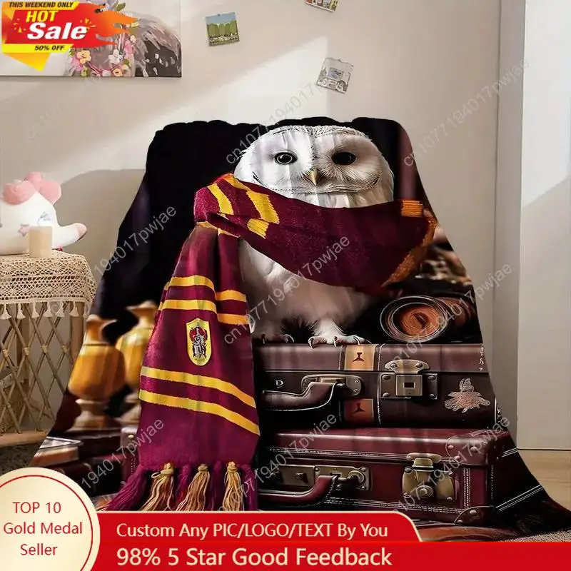 

Vintage Christmas Inspired Magical Throw Blanket Hedwig Knitted Polyester Flannel Digital Print Unique Christm Custom blankets