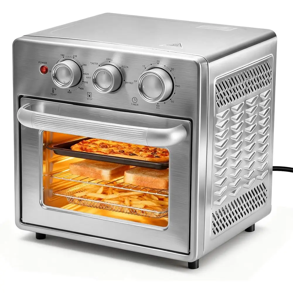 

Комбинированная печь-тостер, настольная печь объемом 16,9 кварт, 5 функций в 1, 4 аксессуара, нержавеющая сталь, до 450 градусов. °