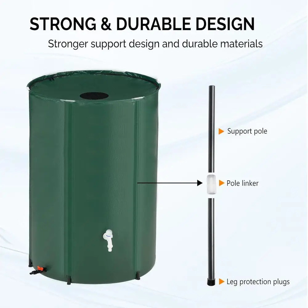 100-Gallon Collapsible Rainwater Barrel, Portable Storage Tank with Filter and Spigot Overflow Kit