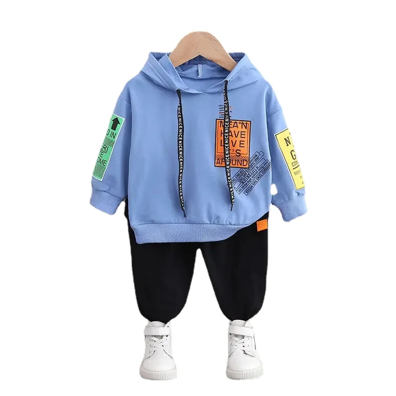 Fashion Spring Autumn Kids Cotton Clothes Kids Boy Letter Hoodies Pants 2Pcs/set Infant Outfit Children Toddler Casual Suit Set