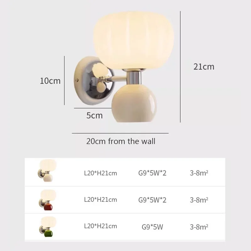 Modern Design LED Wall Lamp Cream Style Pumpkin Lamp for Bedroom and Study Living Room Hallway Dining Room