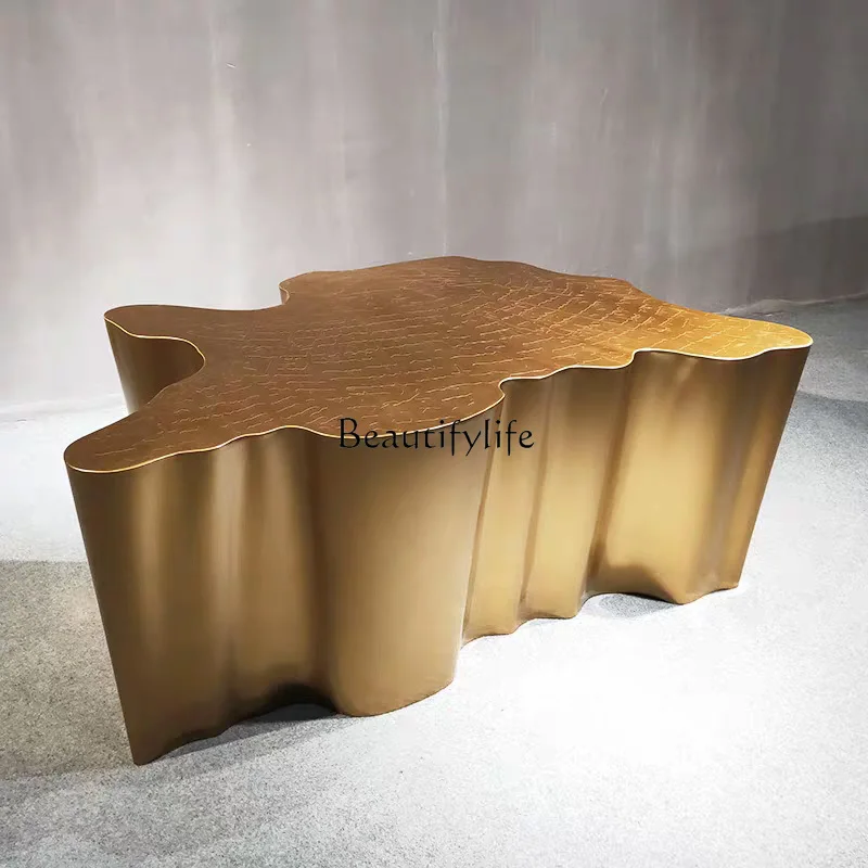 Stainless Steel Shaped Coffee Table Living Room Art High Sense Irregular Light Luxury Metal Coffee Table