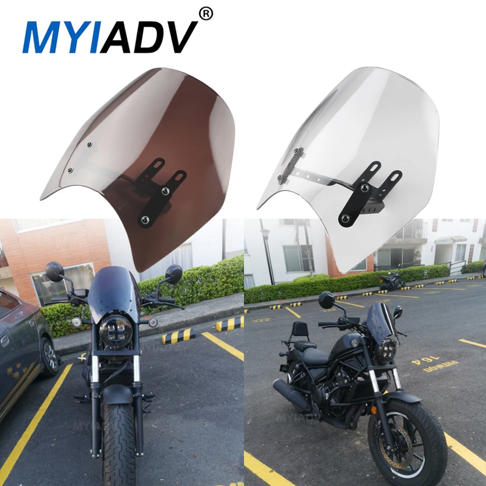 

For Honda Rebel CMX 300 500 CMX500 CMX300 2017-2021 Motorcycle Windshield Windscreen Flyscreen Wind Deflector Visor With Bracket