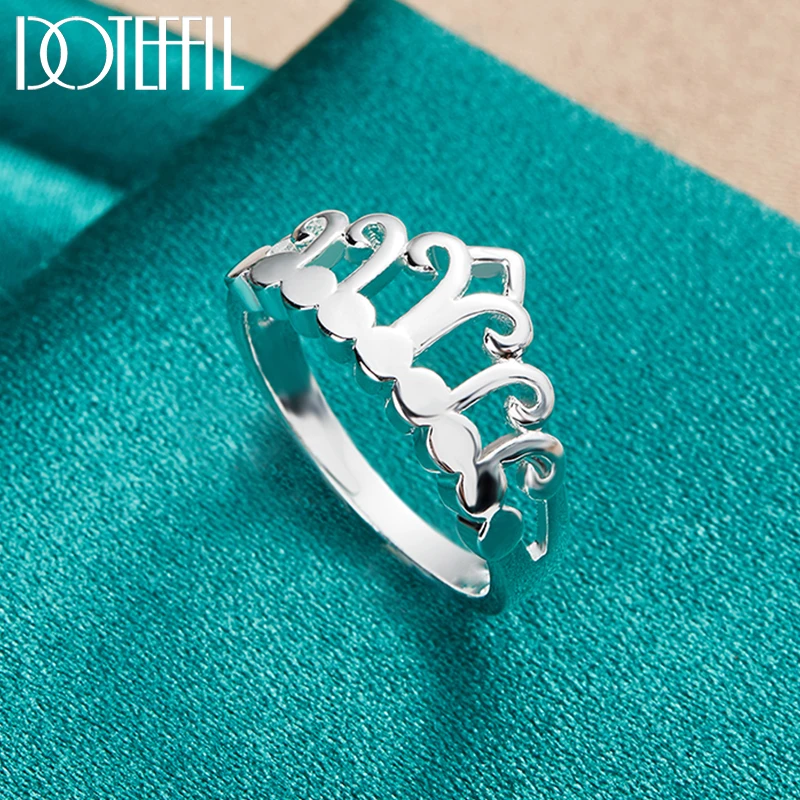 

DOTEFFIL Crown Ring 925 Sterling Silver For Women Man Wedding Engagement Party Fashion Charm Jewelry