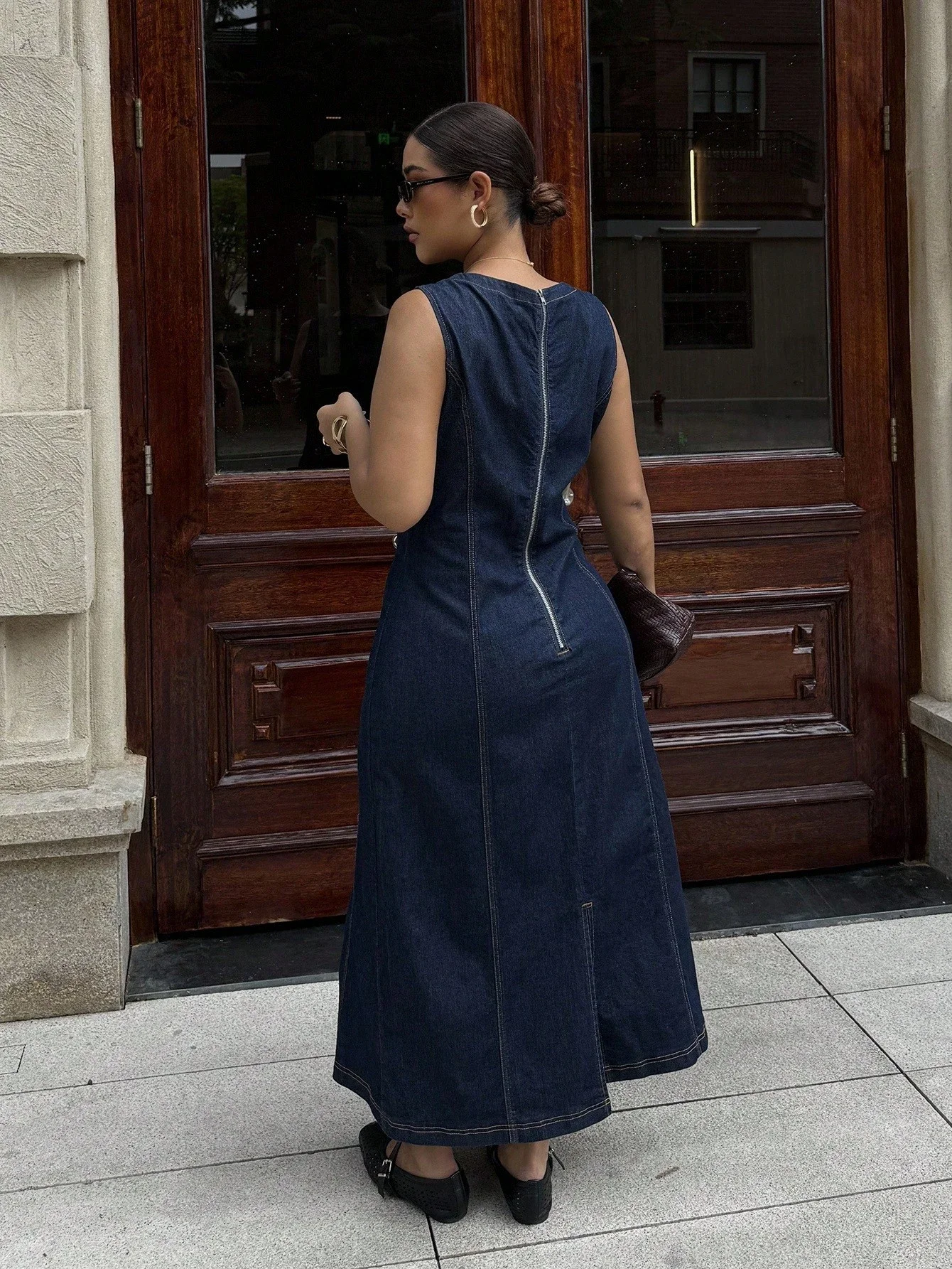 

Elegant Blue Slim-Fit Denim Dress For Women All Season