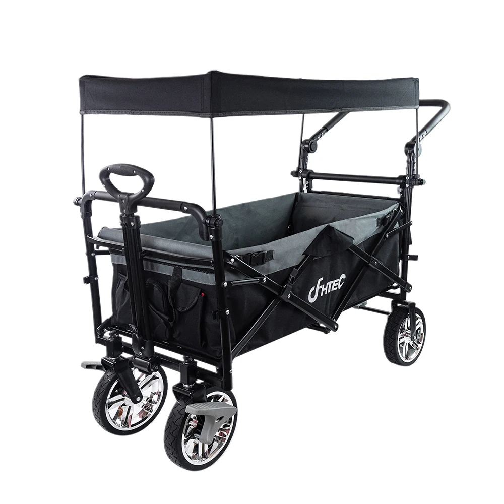 

Camping Beach Beach Wagon With Big Wheels And Canopy Folding Wagon Foldable Trolley Cart