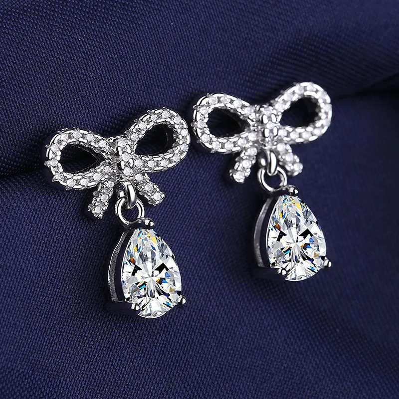 

925 Sterling Silver Earrings For Women Round Zircon Earrings Sparkling Party Wedding Jewelry Gift Accessories