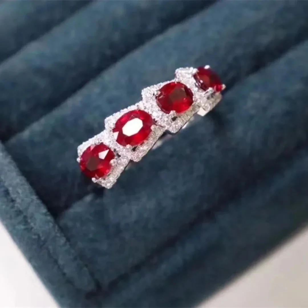 Natural Ruby Ring 925 Sterling Silver Simple and Exquisite Style Recommended By The Owner