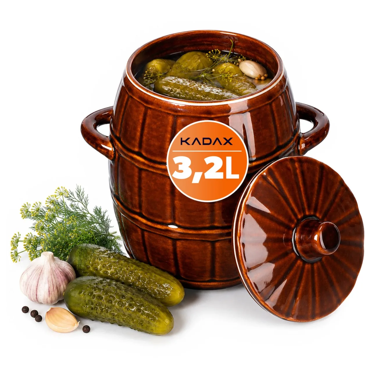 Koolzuurpot komkommer steengoed 3.2L pot deksel traditioneel