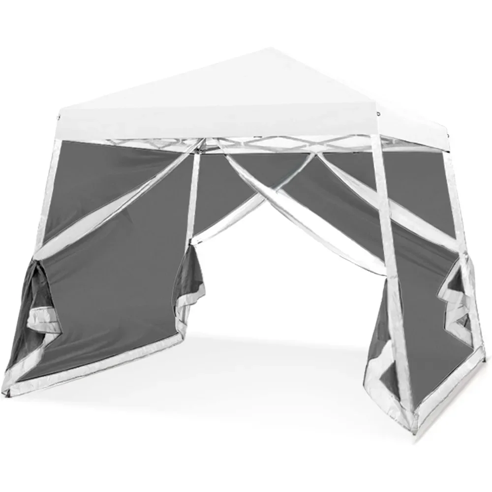 

10x10 Slant Leg Easy Setup Pop-Up Canopy Tent with Mosquito Netting – 64 sq.ft. Shade & Instant Outdoor Shelter