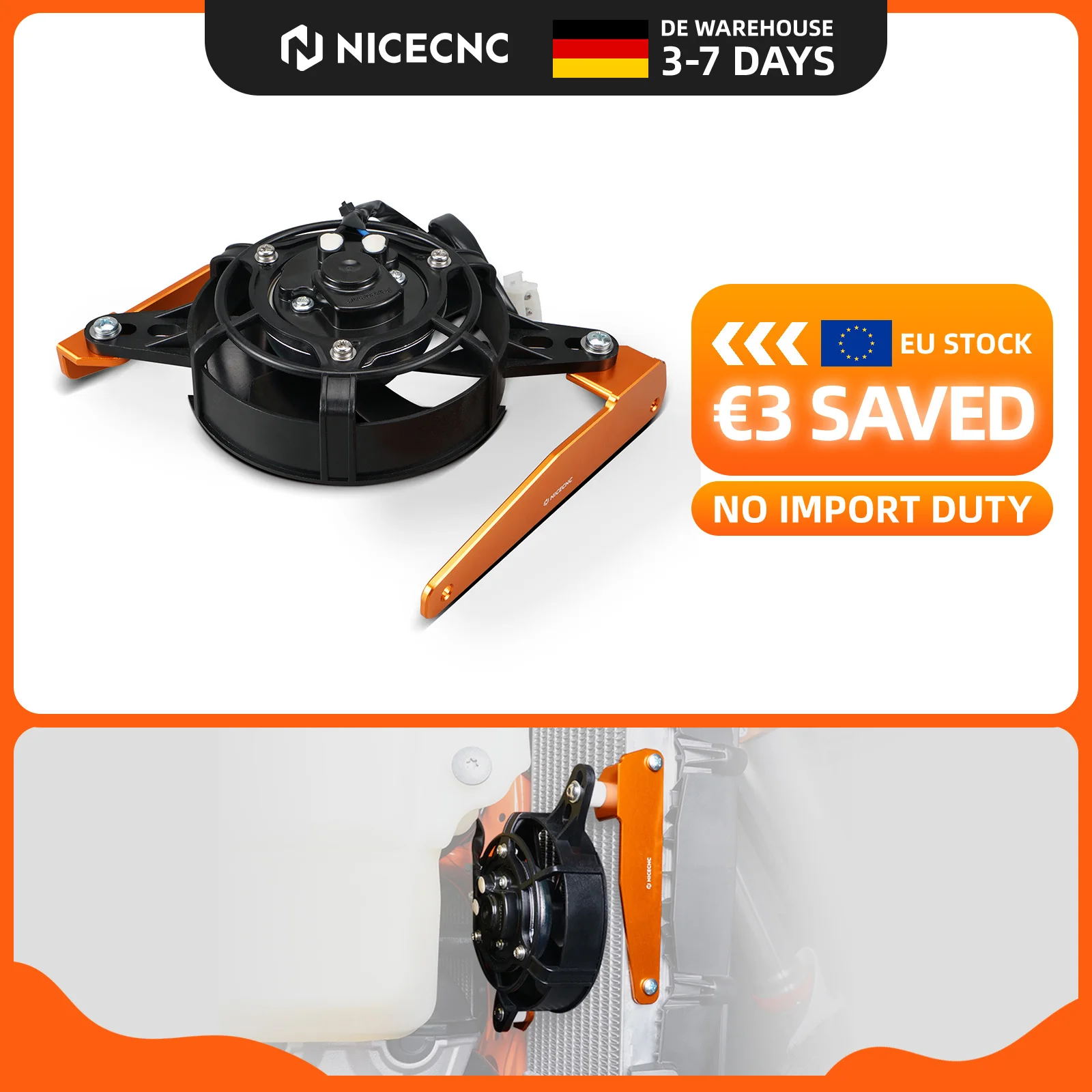 (EU-Lager) Für KTM EXC 300 EXC EXCF XC-F XCW SX SXF 125 250 300 350 400 450 500 2017-2022 12V Elektrischer Kühlerlüfter mit Halterung