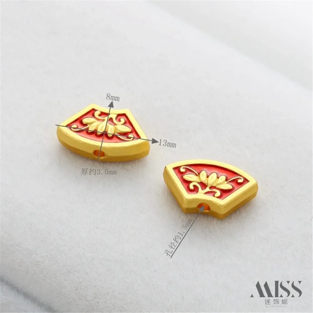 18K Matte Gold Druipende Olie Retro Fan Window Roosters Kraal Spacers DIY Handgemaakte Armbanden Kettingen Kralen Sieraden Accessoires