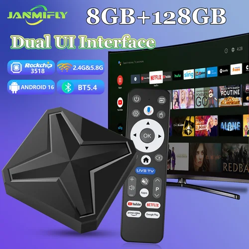 Imagen 1 del producto 2025 nuevo Android 16 versión Global TV Box Q1 MINI + interfaz de doble UI BT5.4 Wifi Dual 2,4G y 5,8G reproductor multimedia de Control remoto por voz