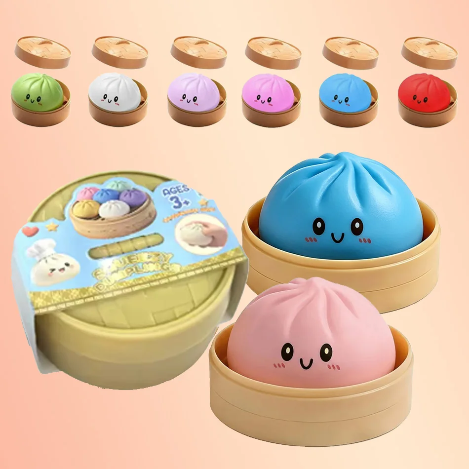 Squishies géants en forme de ravioli, Jouet Squishy Géant en Forme de Ravioli avec Cuiseur Vapeur, Jouet à Presser Anti-Stress pour la Décompression et le Jeu Sensoriel